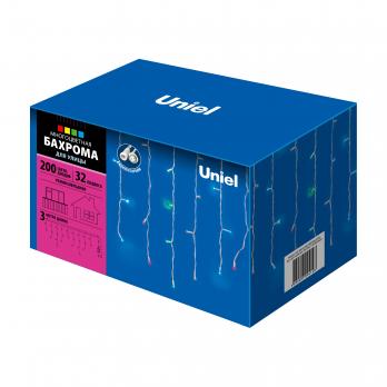 ULD-B3010-200-TWK MULTI IP67 Бахрома светодиодная с эффектом мерцания. 3м. Соединяемая. 200 светодиодов. Разноцветный свет. Провод белый. TM Uniel.