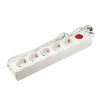 S-GSU5-5 WHITE Cетевой фильтр серии Universal. 5м Пвс 3x0.75. 5 гнезд. с-з. 10А. Защита от перенапряжения. короткого замыкания. TM Uniel.