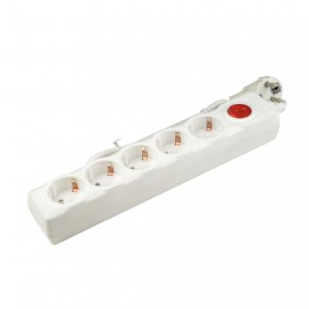 S-GSU5-1.5 WHITE Cетевой фильтр серии Universal. 1.5м Пвс 3x0.75. 5 гнезд. с-з. 10А. Защита от перенапряжения. короткого замыкания. TM Uniel.