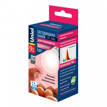 LED-A60-9W-SCEP-E27-FR-DIM IP65 PLO65WH Лампа светодиодная диммируемая для птиц. Спектр для яйценоскости. TM Uniel.