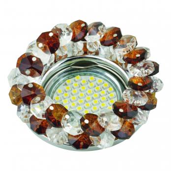 DLS-F130 GU5.3 CHROME-BROWN Светильник декоративный встраиваемый ТМ Fametto. серия Fiore. Без лампы. цоколь GU5.3. Основание металл. цвет хром. Отделка стекло. цвет коричневый.