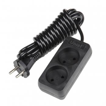 S-CD2-3 BLACK Удлинитель серии Standart. шнур 3м.. 2 гнезда. б-з. Черный. TM Uniel.