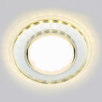 DLS-L157 GX53 GLASSY-CLEAR 3D Светильник декоративный встраиваемый. серия Luciole. Без лампы. цоколь GX53. Доп. светодиодная подсветка 4Вт. Металл-стекло. Зеркальный-Прозрачный. эффект 3D. ТМ Fametto