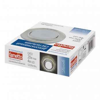 DLS-L157 GX53 GLASSY-CLEAR 3D Светильник декоративный встраиваемый. серия Luciole. Без лампы. цоколь GX53. Доп. светодиодная подсветка 4Вт. Металл-стекло. Зеркальный-Прозрачный. эффект 3D. ТМ Fametto