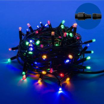 ULD-S1000-120-TBK MULTI IP67 Гирлянда светодиодная с эффектом мерцания. 10м. Соединяемая. 120 светодиодов. Разноцветный свет. Провод черный. TM Uniel.