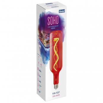 LED-SF21-5W-SOHO-E27-CW RED GLS77RD Лампа светодиодная SOHO. Красная колба. Спиральный филамент. Картон. ТМ Uniel