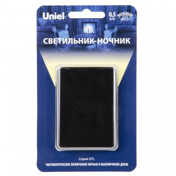 DTL-320 Прямоугольник-Black-Sensor Светильник-ночник. С фотосенсором день-ночь. Черный. ТМ Uniel DTL-320 Прямоугольник-Black-Sensor Светильник-ночник. С фотосенсором день-ночь. Черный. ТМ Uniel