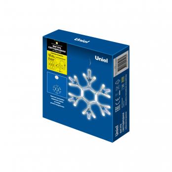 ULD-H1819-012-STA-3AAA WARM WHITE IP20 SNOWFLAKE Фигура светодиодная Снежинка на батарейках 3AAA не в-к. 18х19см. Подвесная. 12 светодиодов. Теплый белый свет.  Провод прозрачный. TM Uniel