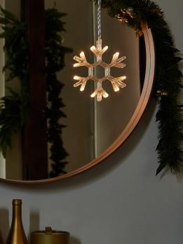 ULD-H1819-012-STA-3AAA WARM WHITE IP20 SNOWFLAKE Фигура светодиодная Снежинка на батарейках 3AAA не в-к. 18х19см. Подвесная. 12 светодиодов. Теплый белый свет.  Провод прозрачный. TM Uniel