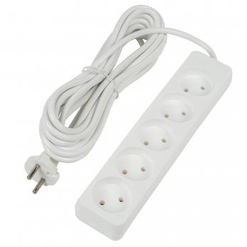 S-CU5-5 WHITE Удлинитель серии Ultra. шнур 5м.. 5 гнезд. 10A. б-з. Белый. TM Uniel