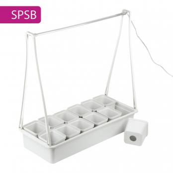 ULT-P34N-10W-SPSB IP65 WHITE 12 Набор Минисад. светильник для растений светодиодный с подставкой. Спектр для рассады и цветения. 12 кашпо в-к. белые. TM ФитоЛето