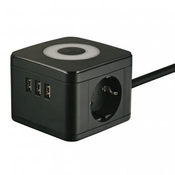 S-GCD2-1.5SBU BLACK Удлинитель серии Standard. с-з. шнур 1.5м. 2 гнезда. 3 USB. 16А. Черный. ТМ Uniel