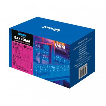 ULD-B6007-300-DTA BLUE IP44 Бахрома светодиодная. 6м. 300 светодиодов. Синий свет. Провод прозрачный. ТМ Uniel