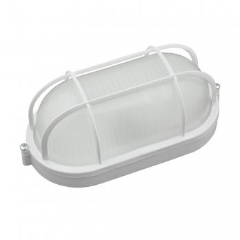 ULW-K24A 8W-6000K IP54 WHITE Светильник светодиодный влагозащищенный. Овал с решеткой. Дневной белый свет 6000K. 600Лм. 210Х105х85  мм. Корпус белый. ТМ Uniel.