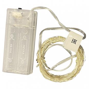 ULD-S0500-050-SCB-2AA WHITE IP20 DEW Гирлянда светодиодная на батарейках 2AA не в-к. Роса. 5м. 50 светодиодов. Белый свет. Провод медный. TM Uniel