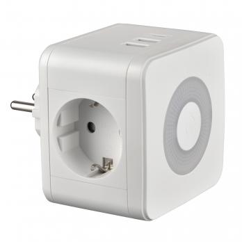 S-GES2-16SBUC WHITE Разветвитель сетевой с выключателем. с-з. 2 гнезда. 2USB+1TYPE C. 16А. 3500Вт. Белый. ТМ Uniel