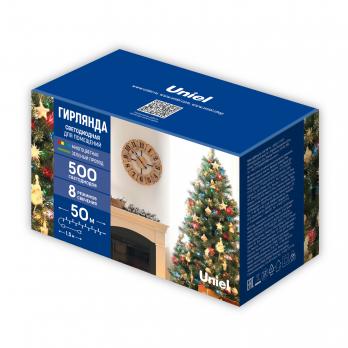 ULD-S5000-500-DGA MULTI IP20 Гирлянда светодиодная. 50м. 500 светодиодов. Разноцветный свет. Провод зеленый. ТМ Uniel
