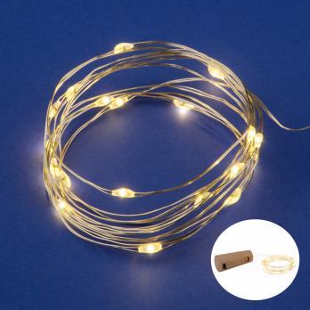 ULD-S0200-020-SСR-3LR WARM WHITE IP20 WINESTOPPER Гирлянда светодиодная Роса с пробкой на батарейках 3xLR44в-к. 2м. 20 светодиодов. Теплый белый свет. Провод медный. TM Uniel