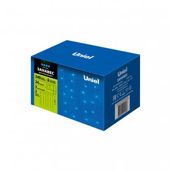 ULD-C2030-240-DTA BLUE IP20 Занавес светодиодный с контроллером. 3х2м. 240 светодиодов. Синий свет. Провод прозрачный. TM Uniel.