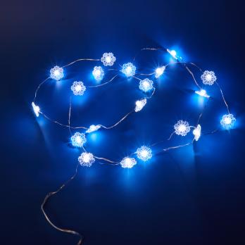 ULD-S1900-020-STB-2AA WHITE IP20 SNOWFLAKES MINI Гирлянда светодиодная на батарейках 2AA не в-к. Снежинки мини. 1.9м. 20 светодиодов. Белый свет. Провод прозрачный. TM Uniel