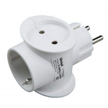 S-GES3-16TB Разветвитель сетевой. 3 гнезда с-з 1 гнездо. б-з 2 гнезда . 16А. 3500Ватт. Белый. ТМ Uniel