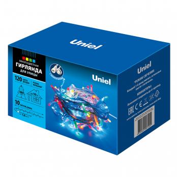 ULD-S1000-120-TWK MULTI IP67 Гирлянда светодиодная с эффектом мерцания. 10м. Соединяемая. 120 светодиодов. Разноцветный свет. Провод белый. TM Uniel.