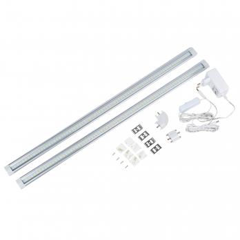 ULM-F45-2x6W-4500K IP20 SILVER Светильники светодиодные для мебели. набор из 2-х шт. Механический выключатель. 600x25x8мм. 2x500Lm. ТМ Uniel