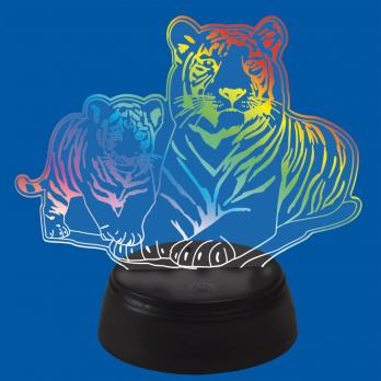ULI-M508 RGB-3AA TIGER FAMILY-BLACK Светильник декоративный с эффектом 3D Семья тигров. на батарейках 3AA не в-к. 1 светодиод. RGB свет. TM Uniel