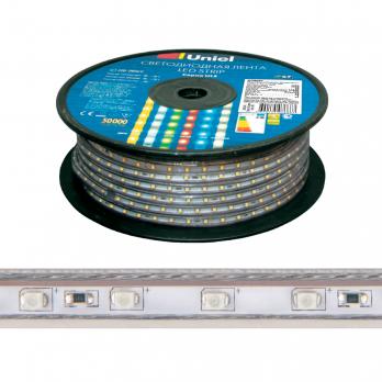 ULS-2835-60LED-m-10mm-IP67-220V-8W-m-50M-RED Светодиодная гибкая герметичная лента. Бобина 50 м. Красный свет. TM Uniel.