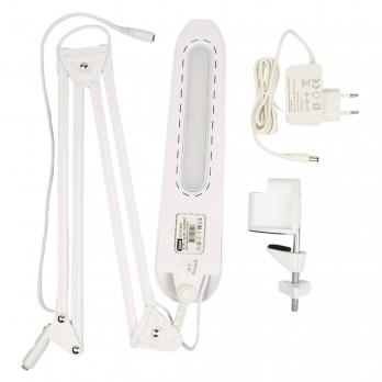 TLD-524 White-8W-Светильник настольный на струбцине-LED-500Lm-4500K-Dimmer-Цвет-белый