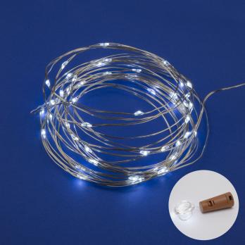 ULD-S0200-020-SСR-3LR WHITE IP20 WINESTOPPER Гирлянда светодиодная Роса с пробкой на батарейках 3xLR44в-к. 2м. 20 светодиодов. Белый свет. Провод медный. TM Uniel