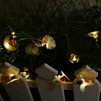 USL-S-127-PT4000 BEES Садовая гирлянда на солнечной батарее Пчелки. 20 светодиодов. Теплый белый свет. 1xАА Ni-Mh аккумулятор в-к. IP44. TM Uniel.