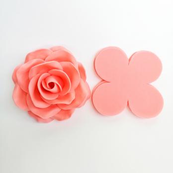 VR-PE6 15T20-S60Х70-LC103 SOFT CUT 702 Red-Коралловый Фоамиран. толщина 2мм. Вырубка Четырехлистник. 13х13см. TM Volpe Rosa