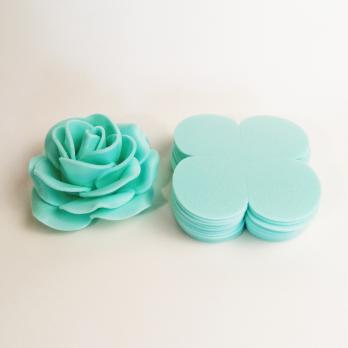 VR-PE5 16T20-R100-HNZ20 SOFTIN CUT701 Aquamarine-Аквамарин Софтин. толщина 2мм. Вырубка Четырехлистник. 9х9см. TM Volpe Rosa