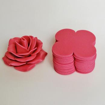 VR-PE5 16T20-R100-HNZ22 SOFTIN CUT701 Rubin red-Рубиновый Софтин. толщина 2мм. Вырубка Четырехлистник. 9х9см. TM Volpe Rosa