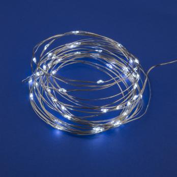 ULD-S0500-050-SCR-2CR WHITE IP20 DEW Гирлянда светодиодная на батарейках 2xCR2032 в-к. Роса. 5м. 50 светодиодов. Белый свет. Провод медный. TM Uniel