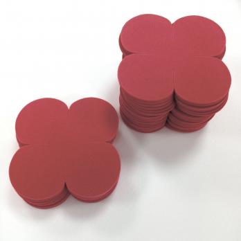 VR-PE7 20T20-S50X50-PWF003 SOFT CUT701 Rosso-Красный Фоамиран. толщина 2мм. Вырубка Четырехлистник. 9х9см. TM Volpe Rosa